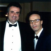 Marcello with Italian actor and Academy Award winner Roberto Benigni at the 28th Anniversary Gala of the National Italian American Foundation (NIAF), October 2003. As a guest artist, Marcello sang the Italian National Hymn, and Benigni, protagonist of the much acclaimed film "Life is beautiful," received a NIAF Special Achievement Award in Entertainment.