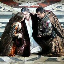 as Gabriele Adorno, with Thomas Hampson as Simon and Angela Gheorghiu as Amelia in "Simon Boccanegra", Metropolitan Opera, 2007