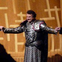 Bowing to the audience after "Simon Boccanegra", Metropolitan Opera, New York, 2010
